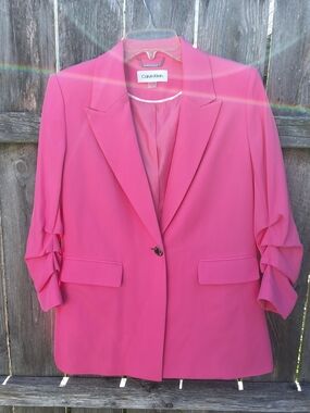 Calvin Klein Sz 4 Hot Pink Single-Button Blazer
